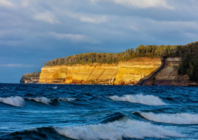 Lake Superior waves with cliffs in Pictured Rocks National Lakeshore, Michigan, USA